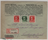 Bayern, 1918, 35 RPfg.- Luitpold- MiF auf R- Fernbrief (eines Briefmarkenhändlers) von München nach Ludwigslust
