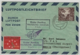 BRD, 1953, 60 Pfg.- Luftpostleichtbrief, gelaufen als Erstflugbeleg von Hamburg nach Manila, mit Flugbestätigungsstempeln!