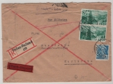 FRZ / Baden, 1948, Mi.- Nrn.: 7 + 12 (2x) als MiF auf Eilboten- Einschreiben- Fernbrief, von Baden- Baden nach Karlsruhe