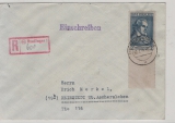 FRZ / Allgem Ausg., 1947, Mi.- Nr.: 12 (mit Ur.) als EF auf Einschreiben- Fernbrief  von Reutlingen nach Reinstedt