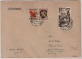 FRZ / Allgem Ausg. / Wttbg- H., 1947 (?), Mi.- Nrn.: 1 + 2 (Allgem. Ausg.) + 13 (Wttb.) in MiF auf Auslandsbrief von Lindau nach Klecany (CSSR)
