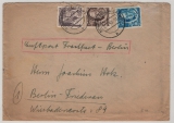 FRZ / Würrttbg.- H., 1949, Mi.- Nrn.: 15, 19 + 29 in MiF auf Luftpost- Fernbrief von Schömberg nach Berlin