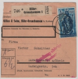 FRZ / Rhld.- Pf., 1948, Mi.- Nr.: 26 als EF auf Paketkarten- Stammteil für 1 Paket von Höhr- Grenzhausen nach Ludwigshafen