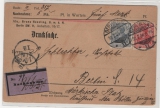DR, Germania o.Wz., 1904, Mi.- Nr.: 68 + 71 als MiF auf Nachnahme- Orts- Postkarte innerhalb von Berlin