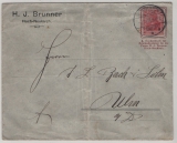 DR, Kaiserreich; 1908, Germania, Mi.- Nr.: 86 auf Privat-GS- Umschlag, von Hoch- Neukirch nach Ulm, selten!
