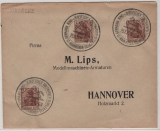 DR, Infla- Germania, 1921, Mi.- Nr.: 140 (3x) als MeF auf Orts- Drucksache innerhalb von Hannover, mit Sonderstempel, dekorativ!