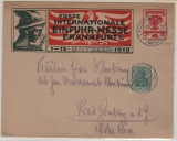 DR, Infla- Germania, 1919, Mi.- Nrn.: 107 als Privat- GS- Werbe- Umschlag + Mi.- Nr.: 85II, von FF/M nach Bad Homburg, dekorativ!