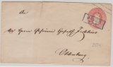 1 Gr.- GS- Umschlag, verwendet als Fernbrief von Jever nach Oldenburg
