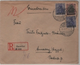 Saargebiet, 1921, Mi.- Nrn.: 35 (2x) + 38 in MiF auf Einschreiben- Fernbrief von Clarenthal nach Annaberg