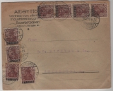 Saargebiet, 1920, Mi.- Nr.: 32 (8x) als MeF auf Fernbrief von Saarbrücken nach Chemnitz