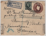 GB, 1939, 1,5 P.- GS- Umschlag + 4 P. Zusatz, als Auslands- Einschreiben von London nach Chemnitz, mit Zollzensur!