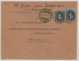 Schweiz, 1906, 25 Rp. (2x) als MeF auf Auslandsbrief von Kilchberg nach München