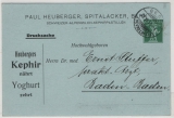 Schweiz, 1911, 5 Rp.- Privat- (Werbe)- GS- Karte, gelaufen als Auslands- Drucksache von Bern nach Baden- Baden (D)