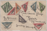 Liberia, 1937, 36 Ct. (Dreiecksmarken!) MiF auf Luftpost- Auslandsbrief von Monrovia nach Rostock