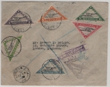 Liberia, 1937, 21 Ct. (Dreiecksmarken!) MiF auf Luftpost- Auslandsbrief von Monrovia nach London und zurück!