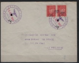 Dt. Bes. II. WK, Festung Lorient, 1945, Mi.- Nrn.: 8 + 8K im Paar als MIF auf Fernbrief von Lorient nach Le Pouliguen, akt. FA Herbst VP! RRR!