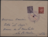 Dt. Bes. II. WK, Festung Lorient, 1945, Mi.- Nrn.: 3 + 9 in MIF auf Fernbrief von Lorient nach La Baule, akt. FA Herbst VP! RRR!