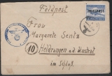 DR, II. WK., Inselfeldpost, 1945, Mi.- Nr.: 10 A b II, als EF auf Brief von Kreta nach Eschenrod, FA Petry BPP; e, ... gut!