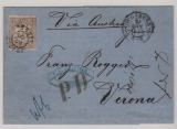 Bayern, 1869, Mi.- Nr.: 18, als EF auf Auslandsbrief von Augsburg nach Verona (It.), geprüft Brettl BPP!