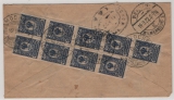 UDSSR, 1922, 10 Kop. (9x) rs. als MeF auf R.- Auslandsbrief von Moskau nach Berlin