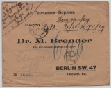 UDSSR, 1922, 1 R. (2x) + 4 Kop. (7x) rs. als MiF auf R.- Auslandsbrief (mit Prov. R.- Stempel!) von U...bi (?) nach Berlin