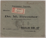 UDSSR, 1922, 10 Kop. (9x) rs. als MeF auf R.- Auslandsbrief von Tomasch..olb (?) nach Berlin
