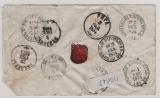 Russland, Zarenreich, 1874, 10 Kop. EF auf Fernbrief von Benderly Saußen, über Fellin, rs. 8 versch. Stempel!