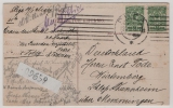 UDSSR, 1919, 2 Kop. (2x) als MeF auf Bild- Auslandspostkarte von Riga nach Memmingen