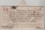 Preußen, ca. 1750, unfrankierter Brief, von Berlin (?) nach Stettin, rs. mit gr., gedecktem Papiersiegel (königl. Büro?), + div. Taxen!