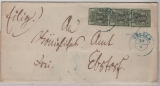 Hannover, ca. 1851, Mi.- Nr.: 2 (3x, als senkr. 3-er Streifen) auf Fernbrief von Ülzen (Vorphila- Stempel) nach Ebstorf
