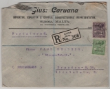 Malta, 1930, 3,5 d. MiF, auf Auslands- R.- Brief von Sliema nach Dresden! Interessante Portokombi!