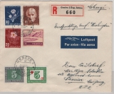 Schwez, 1948, 1,3 Fr. MiF auf R.- Luftpost- Auslandsbrief, per Erstflug von Genf nach Washington, weiter nach Leonia (USA)