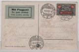 Schweiz, 1923, 50 Rp. EF auf Auslands- Flugpostkarte von ... nach Meiningen (D)