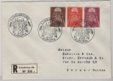 Luxemburg, 1957, 9 Fr. MiF auf Auslands- FDC- Einschreiben, von Luxemburg nach Bern (CH)