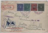 Venezuela, 1934, 87,5 Ct. MiF auf Auslands- Einschreiben von Maracay nach Wien (A)
