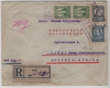 Kolumbien, 1927, 16 Ct. MiF, auf Auslands- Einschreiben von Cali via Hamburg nach Linz (A)