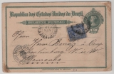 Brasilien, 1908, 50 R. - GS- Karte + 200 R. Zusatz gelaufen als Auslandskarte von Novo Hamburgo nach Hohenlimburg (D.)