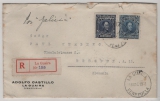 Venezuela, 1929, 50 Ct. (2x) als MeF auf R.- Auslandsbrief (via Schiffspost) von La Guaira nach Dresden
