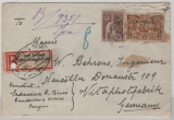 Portugisisch- Indien, 6 R. + 4 T. (Überdruckwert) auf R.- Auslandsbrief von ... nach Berlin (D.) mit seltenem D. R.- Zettel!