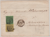 Nr. 2 + 6, verwendet als MiF auf Fernbrief von Stuttgart nach Schwerin, rs. 5 Stempel