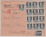 Nr.: 111 A (14x) als reine MeF auf Einschreiben- Fernbrief von München nach Kelheim
